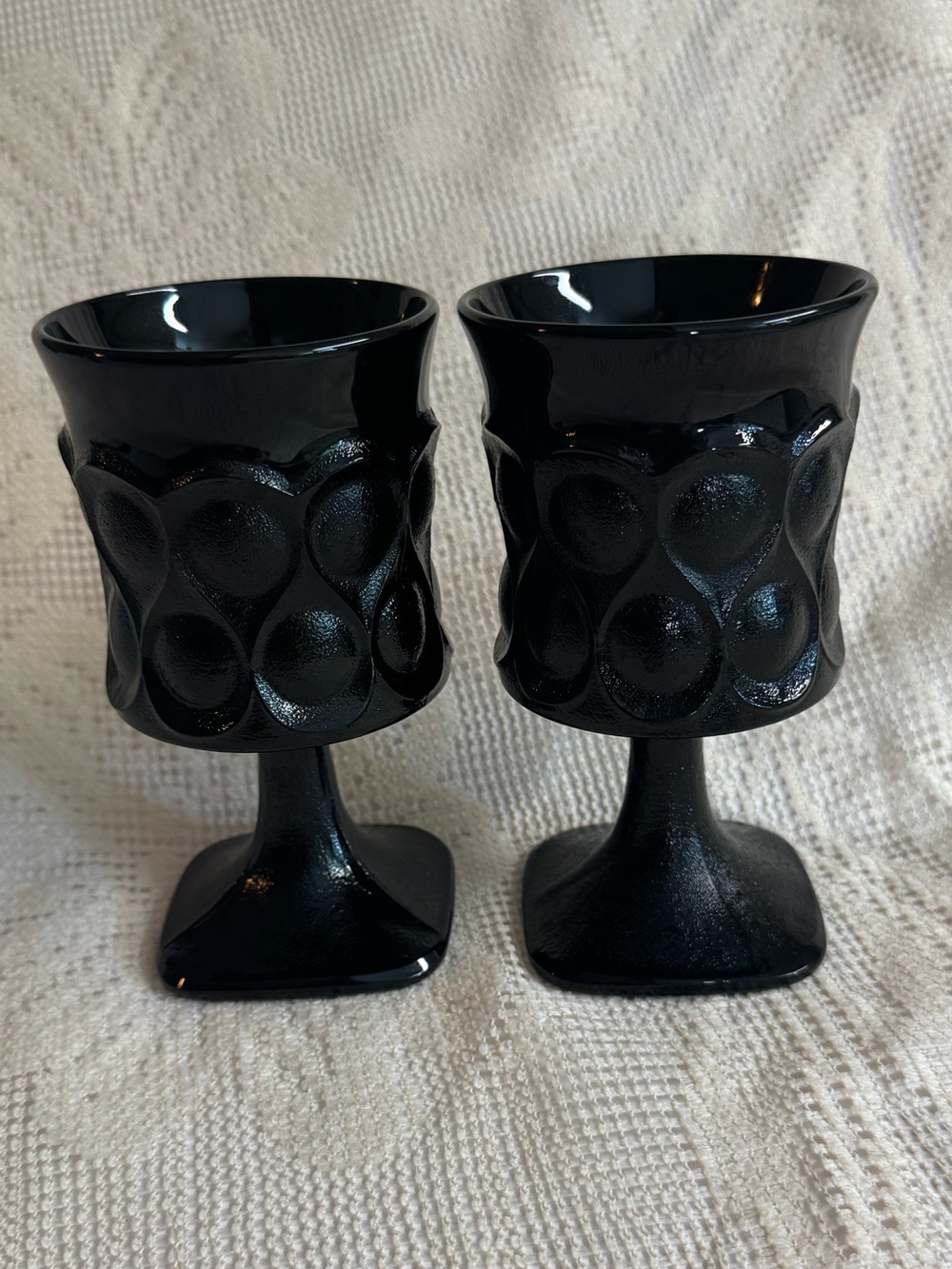 70s Vintage Noritaki Spotlights Black Goblets.Set of Two.Whimsygoth
